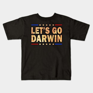 Lets Go Darwin Funny Sarcastic Vintage USA Flag Kids T-Shirt